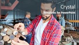  Presentation with craftsman - PPT theme with specialist-warehouse-clerk-or-craftsman background and a ocean colored foreground