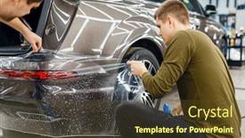  Presentation with film - Slide deck with specialists-applies-car-protection-film background and a tawny brown colored foreground