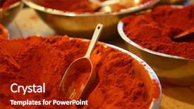  Presentation with tea variety - Colorful PPT layouts enhanced with speciality chemical - variety of spices seasonings teas backdrop and a crimson colored foreground