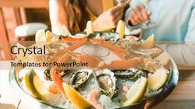  Presentation with crabs - Beautiful presentation featuring specialty food - close-up of fresh oysters backdrop and a coral colored foreground