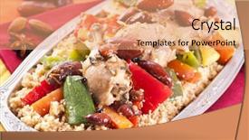  Presentation with couscous - Slides having specialty food - couscous with chicken and vegetable background and a coral colored foreground
