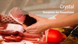  Presentation with butcher shop - PPT layouts enhanced with specialty food - display in a butcher s background and a coral colored foreground
