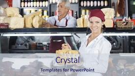  Presentation with happy smiling woman dental health - Presentation theme having specialty food - happy woman holding various cheese background and a sky blue colored foreground