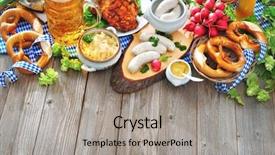  Presentation with oktoberfest - Slide deck with specialty food - oktoberfest beer pretzels and various background and a light gray colored foreground