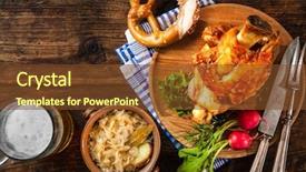  Presentation with oktoberfest - PPT theme consisting of specialty food - pork knuckle with beer background and a tawny brown colored foreground