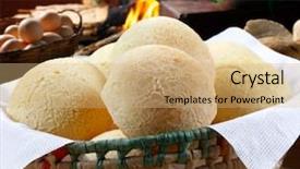  Presentation with starch - Colorful slides enhanced with brazilian cheese bread pao de backdrop and a coral colored foreground