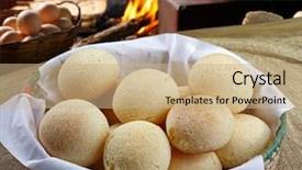  Presentation with starch - Theme consisting of brazilian cheese bread pao de background and a coral colored foreground