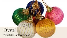  Presentation with baby jesus christmas rustic isolated - Cool new PPT theme with specific christmas decorations globes isolated backdrop and a  colored foreground