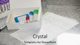  Presentation with specimen - Presentation having specimen bottles in box background and a white colored foreground