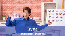  Presentation with new joinee announcem ent - Cool new presentation design with specimen collection - student entomologist studying new species backdrop and a ocean colored foreground