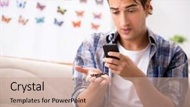  Presentation with student - Slide set consisting of specimen collection - student entomologist studying new species background and a coral colored foreground