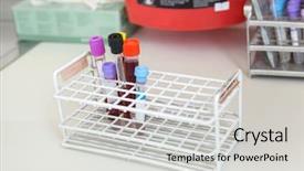  Presentation with specimen - Cool new theme with specimen collection - test tubes with blood samples backdrop and a light gray colored foreground