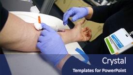  Presentation with office images - Cool new theme with specimen collection - unidentifiable person gets their blood backdrop and a  colored foreground