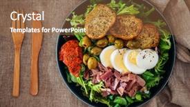  Presentation with sperm fertilizes egg - PPT theme featuring speck ham and egg background and a coral colored foreground