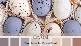  Presentation with realistic - Theme featuring speckled-realistic-candy-egss background and a soft green colored foreground