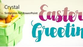  Presentation with easter basket - Presentation design consisting of speckles - easter greeting against speckled easter background and a blonde colored foreground