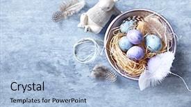  Presentation with ceramic - PPT layouts featuring speckles - speckled easter eggs background and a light blue colored foreground