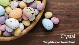  Presentation with easter basket - Presentation theme featuring speckles - still life photo of speckled background and a tawny brown colored foreground