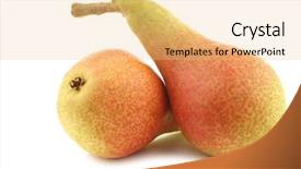  Presentation with fresh ginger root on white - Colorful presentation theme enhanced with speckles - two fresh carmen pears backdrop and a yellow colored foreground