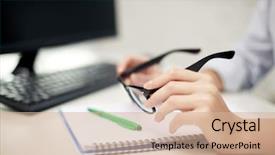  Presentation with computer vision - Audience pleasing PPT theme consisting of specs - business people technology vision backdrop and a soft green colored foreground