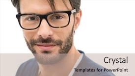  Presentation with young - Amazing presentation theme having specs - closeup of smiling young man backdrop and a coral colored foreground