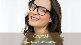  Presentation with young - Colorful presentation theme enhanced with specs - closeup of smiling young woman backdrop and a tawny brown colored foreground