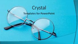  Presentation with abstract round shapes - Beautiful PPT theme featuring specs - round spectacles with transparent lenses backdrop and a cyan colored foreground