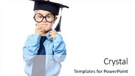  Presentation with academic - Cool new slide set with spectacles and academic hat standing backdrop and a white colored foreground