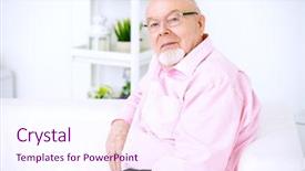  Presentation with happy retirement - PPT theme enhanced with spectacles care homes older - happy smiling old man having background and a  colored foreground