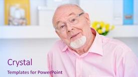  Presentation with old man - Colorful PPT theme enhanced with spectacles care homes older - happy smiling old man having backdrop and a  colored foreground