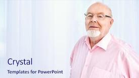  Presentation with happy retirement - Colorful presentation enhanced with spectacles care homes older - happy smiling old man having backdrop and a  colored foreground