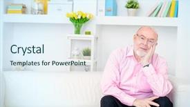  Presentation with old man - PPT theme with spectacles care homes older - happy smiling old man having background and a  colored foreground