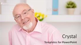  Presentation with old man - PPT layouts featuring spectacles care homes older - happy smiling old man having background and a  colored foreground