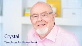  Presentation with happy retirement - Slide deck enhanced with spectacles care homes older - happy smiling old man having background and a sky blue colored foreground