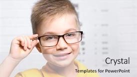  Presentation with test 1 - Slides consisting of spectacles on ophthalmic test chart background and a  colored foreground