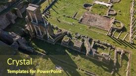  Presentation with spectacular - Colorful slide deck enhanced with spectacular-aerial-view backdrop and a tawny brown colored foreground