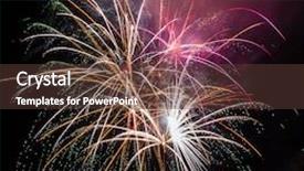  Presentation with spectacular - Audience pleasing presentation design consisting of spectacular fireworks against a black night sky backdrop and a tawny brown colored foreground