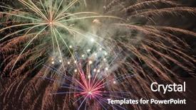  Presentation with spectacular - Presentation theme featuring spectacular fireworks against a black night sky background and a tawny brown colored foreground