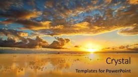  Presentation with ocean surface - PPT layouts featuring spectacular golden sunset seen background and a gold colored foreground