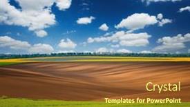  Presentation with agrarian - PPT layouts enhanced with spectacular-green-field-and-cultivated background and a tawny brown colored foreground