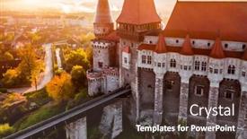  Presentation with spectacular - Colorful PPT theme enhanced with spectacular-huniazilor-castle-in-romania backdrop and a tawny brown colored foreground