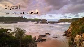  Presentation with spectacular - Slides having spectacular-rock-formations-and-beaches background and a coral colored foreground