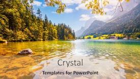  Presentation with earth land - Amazing slides having spectacular-scene-of-alpine-lake backdrop and a yellow colored foreground