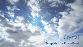 Presentation with spectacular - Amazing PPT theme having spectacular sky with clouds backdrop and a light blue colored foreground