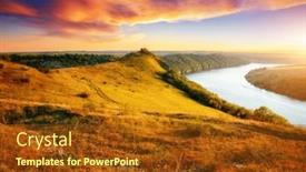  Presentation with spectacular - PPT theme with spectacular-summer-scene-with-hills background and a tawny brown colored foreground