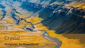  Presentation with spectacular - Audience pleasing PPT theme consisting of spectacular-summer-view-of-berufjardara backdrop and a gold colored foreground