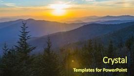  Presentation with blue ridge mountains - Slide set having spectacular sunset in smoky mountains background and a tawny brown colored foreground