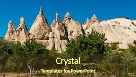  Presentation with spectacular - Slide deck with spectacular teeth-like rock formation background and a tawny brown colored foreground