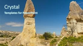  Presentation with spectacular - Theme featuring spectacular teeth-like rock formation background and a ocean colored foreground