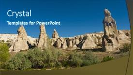  Presentation with spectacular - PPT layouts featuring spectacular teeth-like rock formation and old christian caves near goreme cappadocia turkey background and a ocean colored foreground
